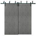 Sartodoors Sliding Closet Bypass 48x84" Planum 0010 Concrete Top Mount 6.6' Rails Hardware Set Wood Bedroom PLANUM0010BBB-BTN-4884